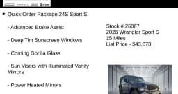 Jeep Wrangler Sport S 4 Door 4x4 2026 — side view