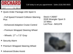 Jeep Wrangler Sport S 4 Door 4x4 2026 — side view