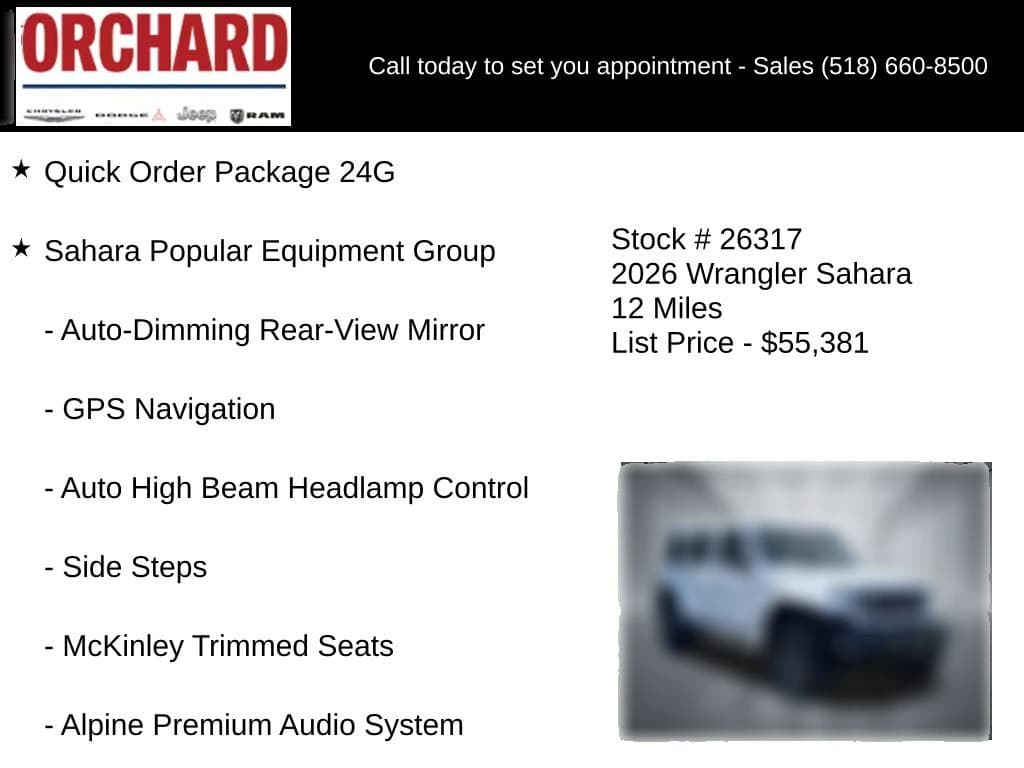 Jeep Wrangler Sahara 4 Door 4x4 2026 — side view