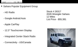 Jeep Wrangler Sahara 4 Door 4x4 2026 — side view