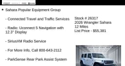 Jeep Wrangler Sahara 4 Door 4x4 2026 — side view