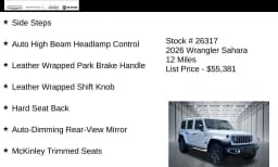 Jeep Wrangler Sahara 4 Door 4x4 2026 — side view