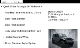 Jeep Wrangler Rubicon X 4 Door 4x4 2026 — side view