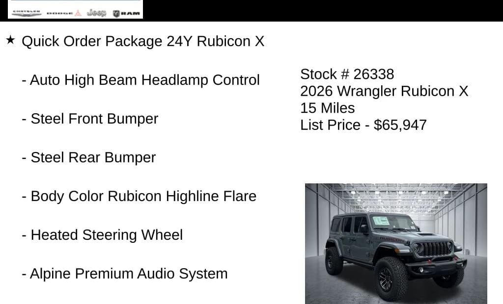 Jeep Wrangler Rubicon X 4 Door 4x4 2026 — side view