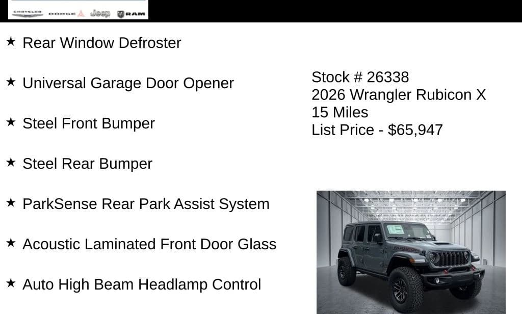 Jeep Wrangler Rubicon X 4 Door 4x4 2026 — side view