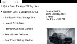 Ram 1500 Big Horn 4x4 Crew Cab 5'7" Box 2026 — side view