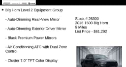 Ram 1500 Big Horn 4x4 Crew Cab 5'7" Box 2026 — side view