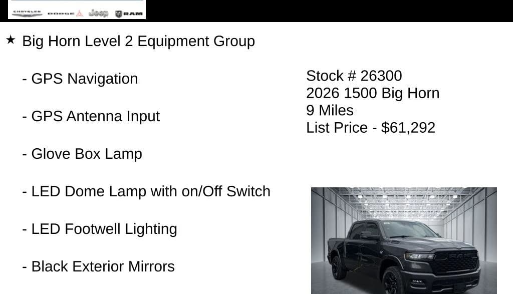 Ram 1500 Big Horn 4x4 Crew Cab 5'7" Box 2026 — side view