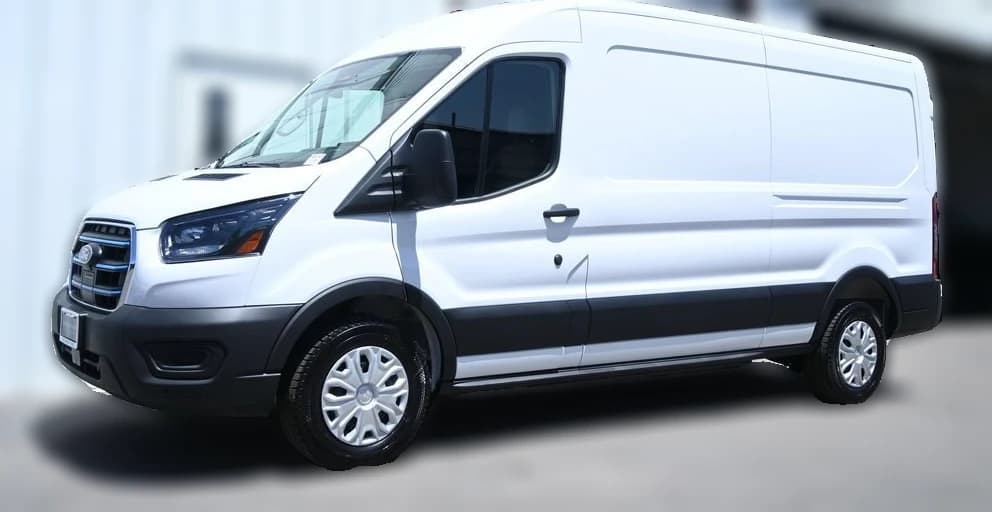 Ford E-Transit Cargo Van Base T-350 148" Hi Rf 9500 GVWR RWD 2026 — side view