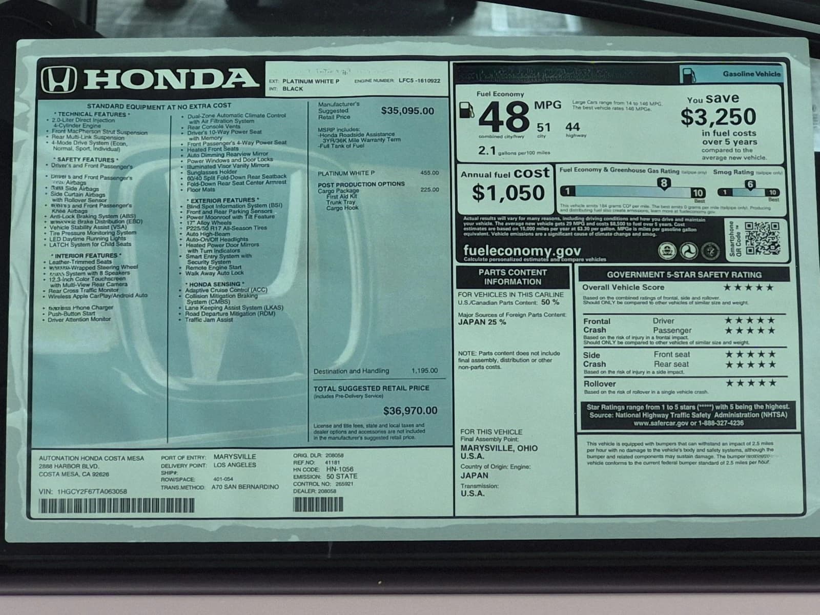 Honda Accord Hybrid EX-L Sedan 2026 — side view
