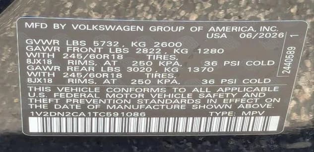 Volkswagen Atlas 2.0T SE FWD 2026 — side view