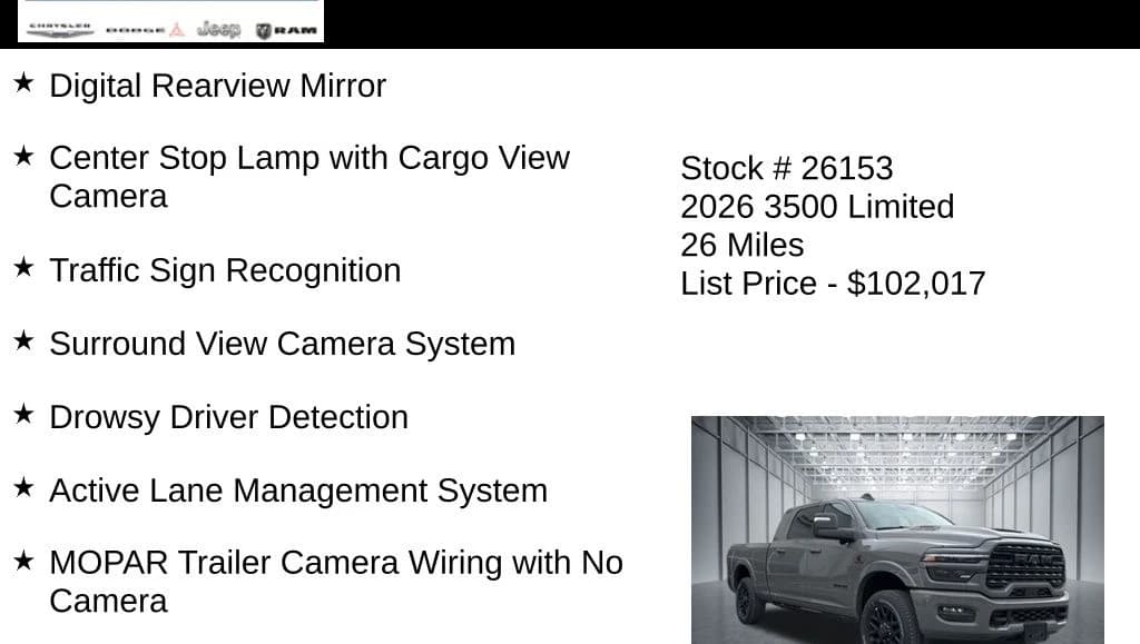 Ram 3500 Limited 4x4 Mega Cab 6'4" Box 2026 — side view