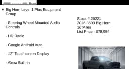 Ram 3500 Big Horn 4x4 Crew Cab 8' Box 2026 — side view