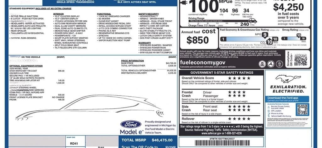 Ford Mustang Mach-E Select AWD 2026 — side view