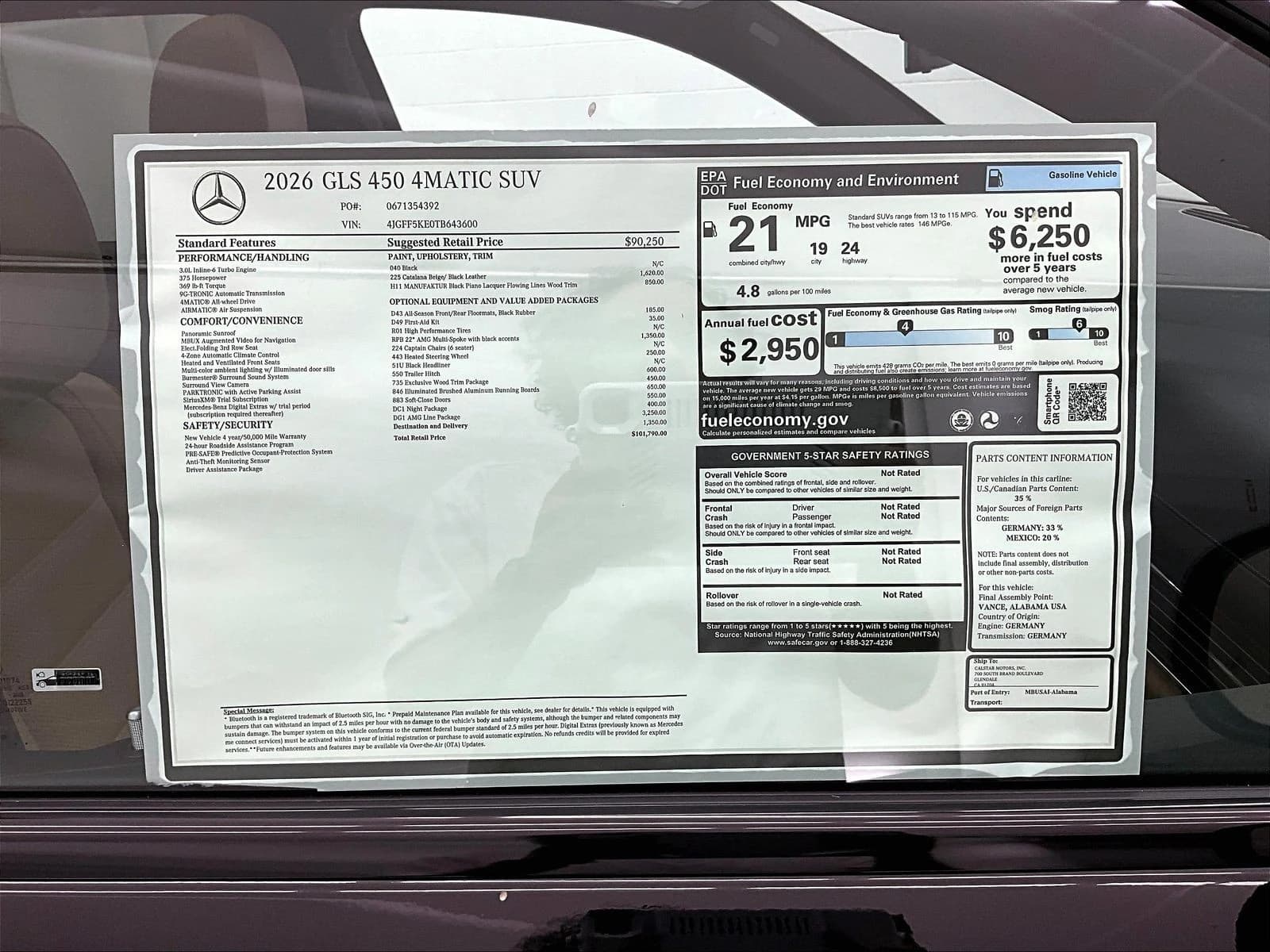 Mercedes-Benz GLS GLS 450 4MATIC SUV 2026 — side view