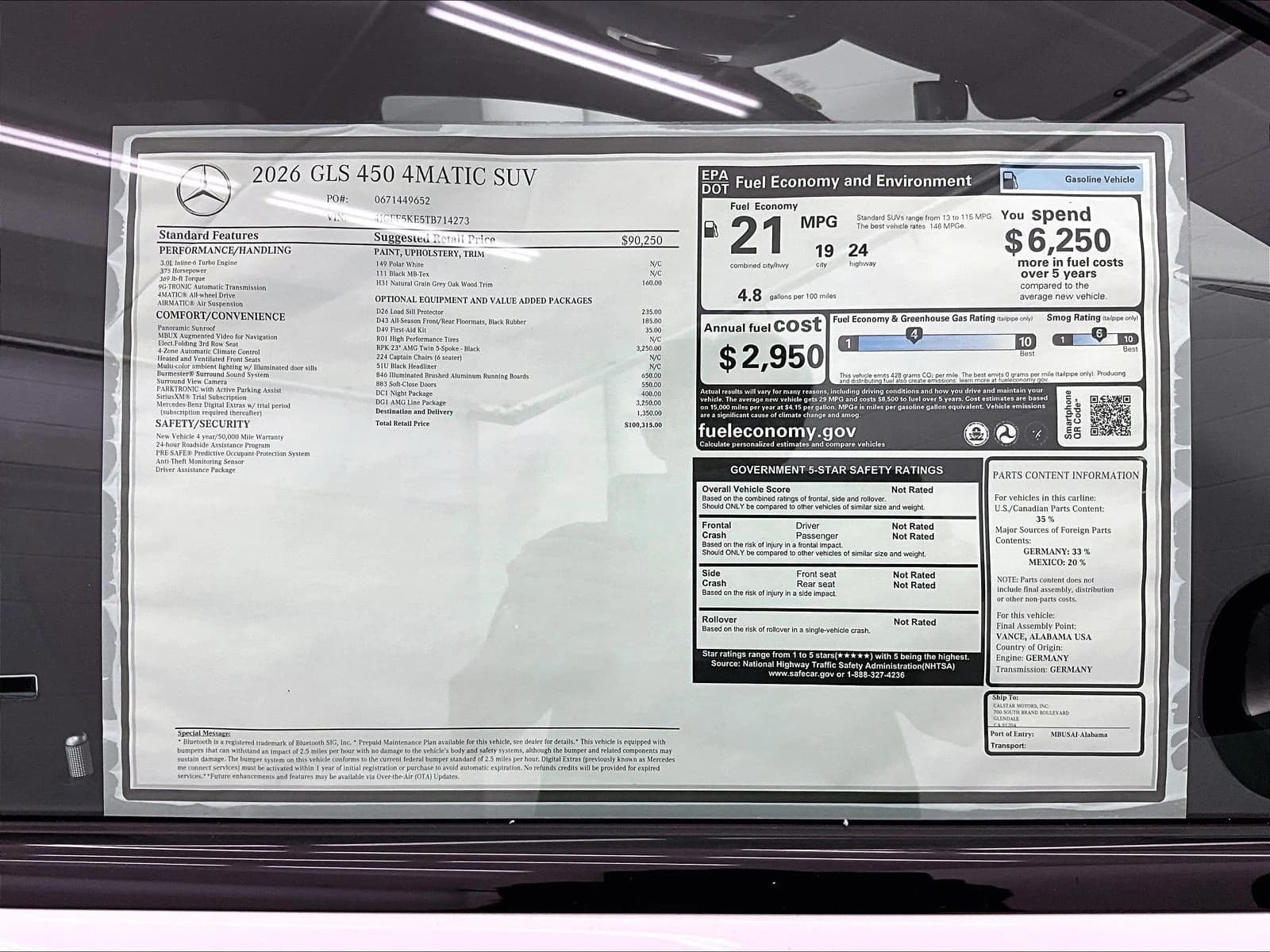 Mercedes-Benz GLS GLS 450 4MATIC SUV 2026 — side view