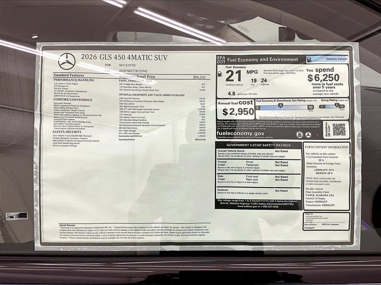 Mercedes-Benz GLS GLS 450 4MATIC SUV 2026 — side view