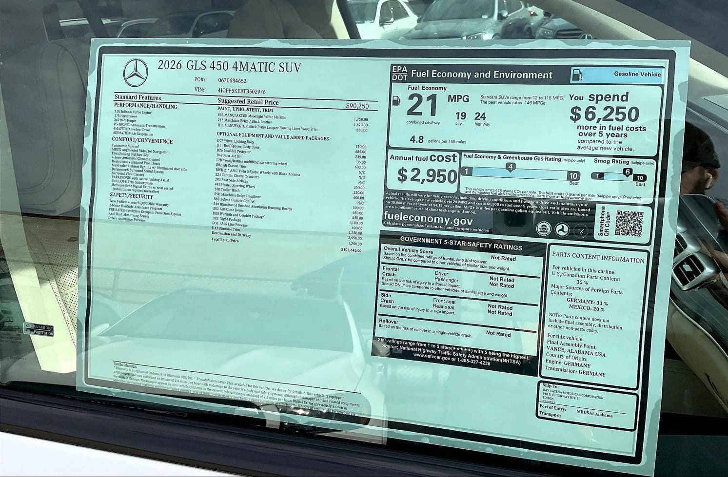Mercedes-Benz GLS GLS 450 4MATIC SUV 2026 — side view