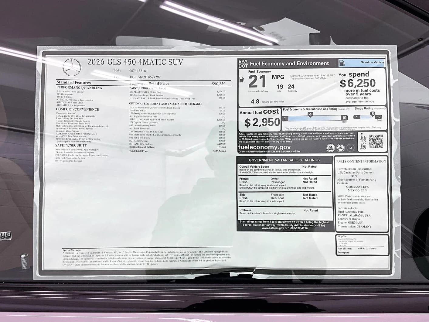 Mercedes-Benz GLS GLS 450 4MATIC SUV 2026 — side view