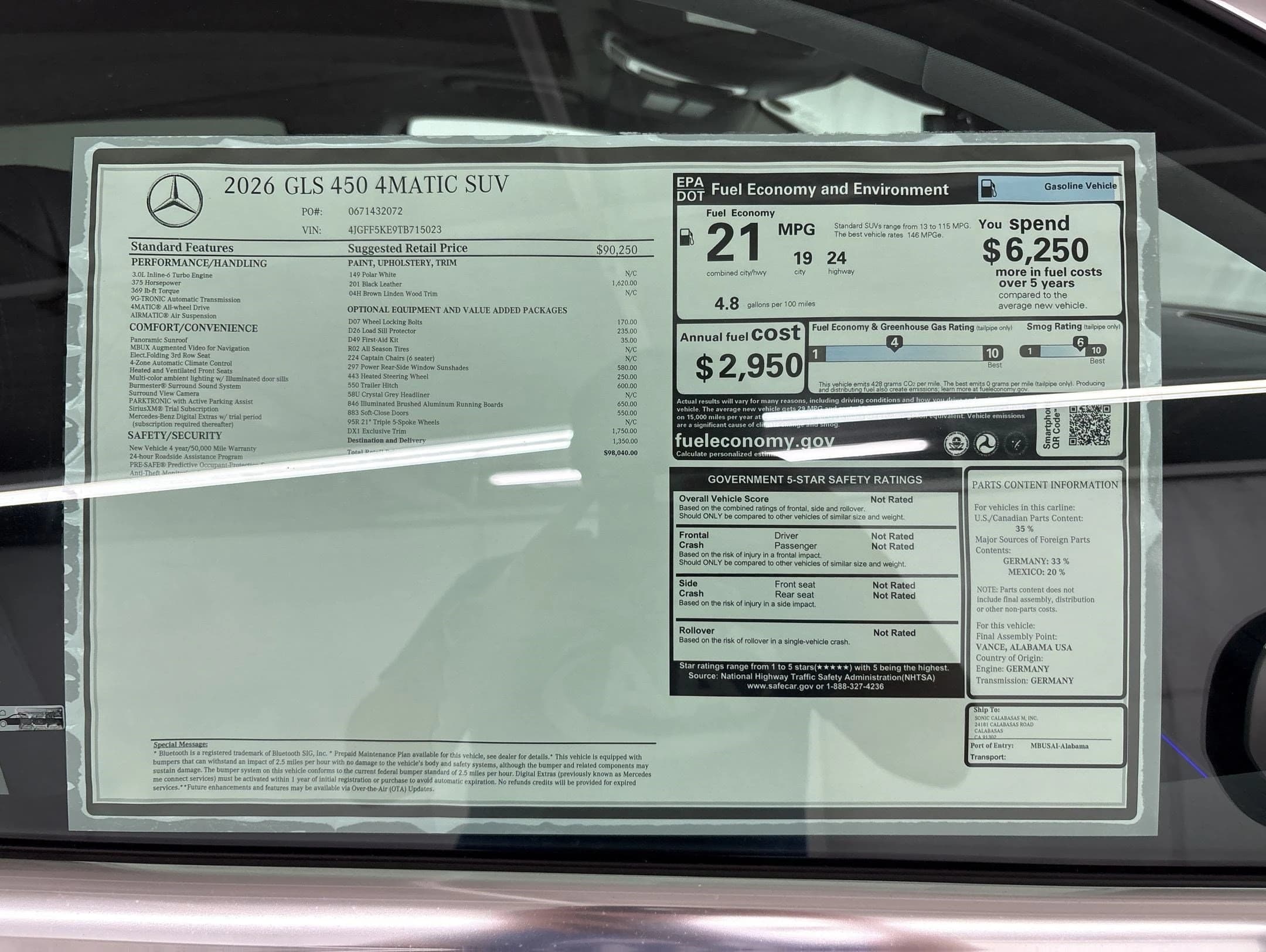 Mercedes-Benz GLS GLS 450 4MATIC SUV 2026 — side view
