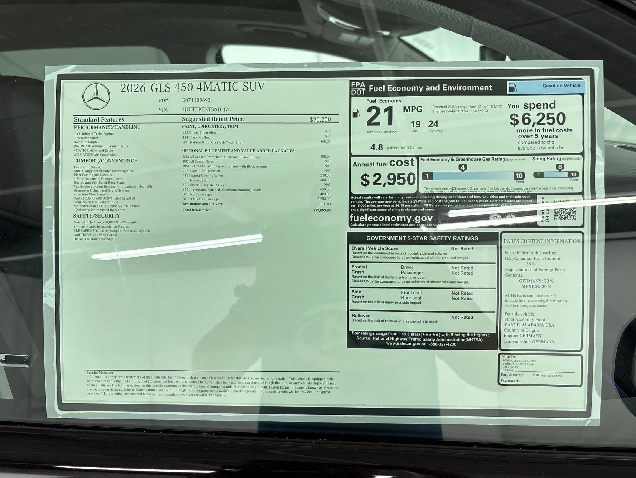 Mercedes-Benz GLS GLS 450 4MATIC SUV 2026 — side view