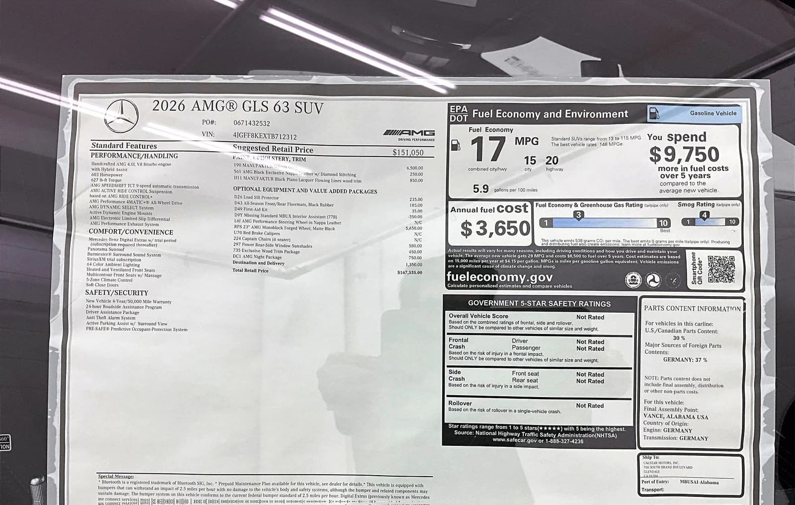 Mercedes-Benz GLS AMG GLS 63 4MATIC+ SUV 2026 — side view