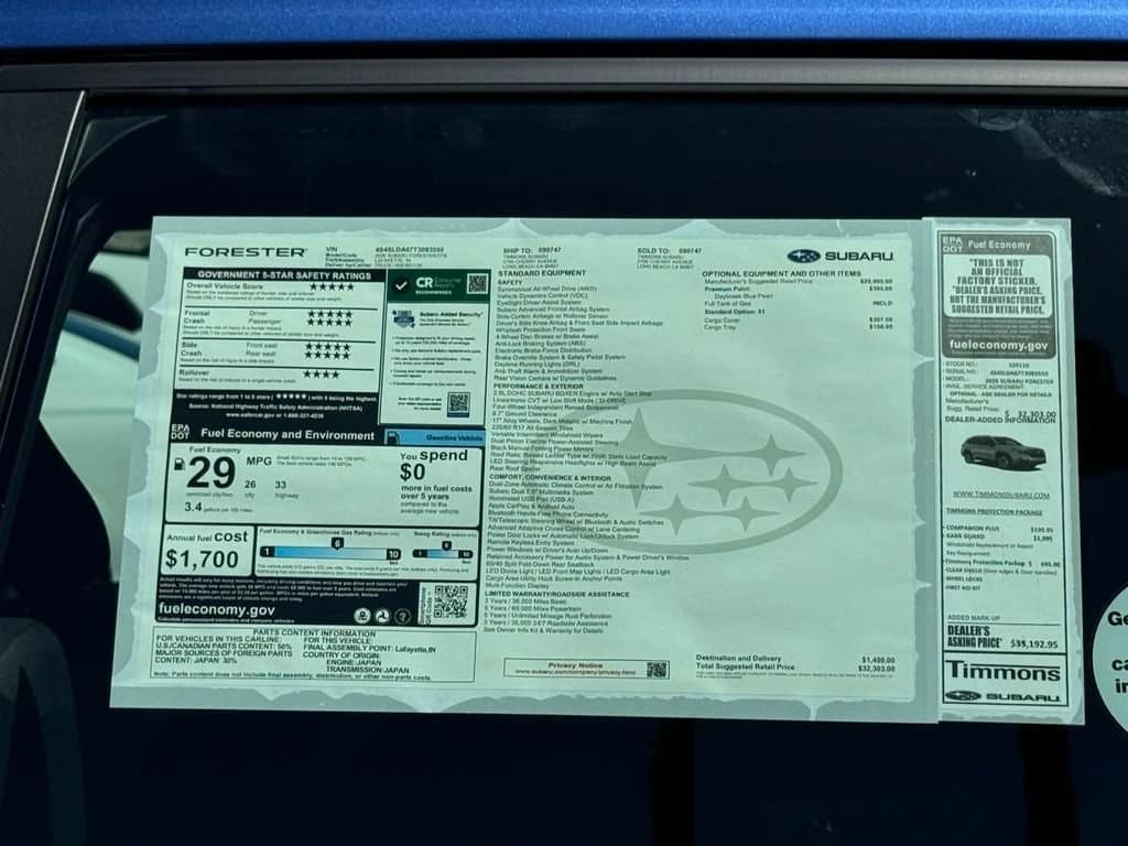 Subaru Forester Base AWD 2026 — side view