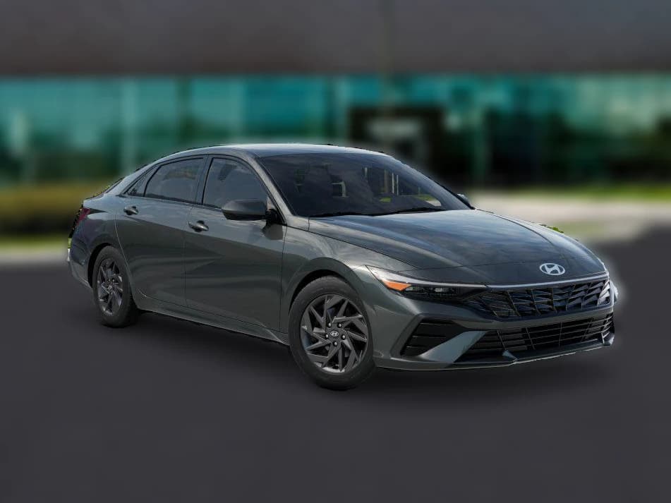 Hyundai Elantra Hybrid Blue Sedan 2026 — side view