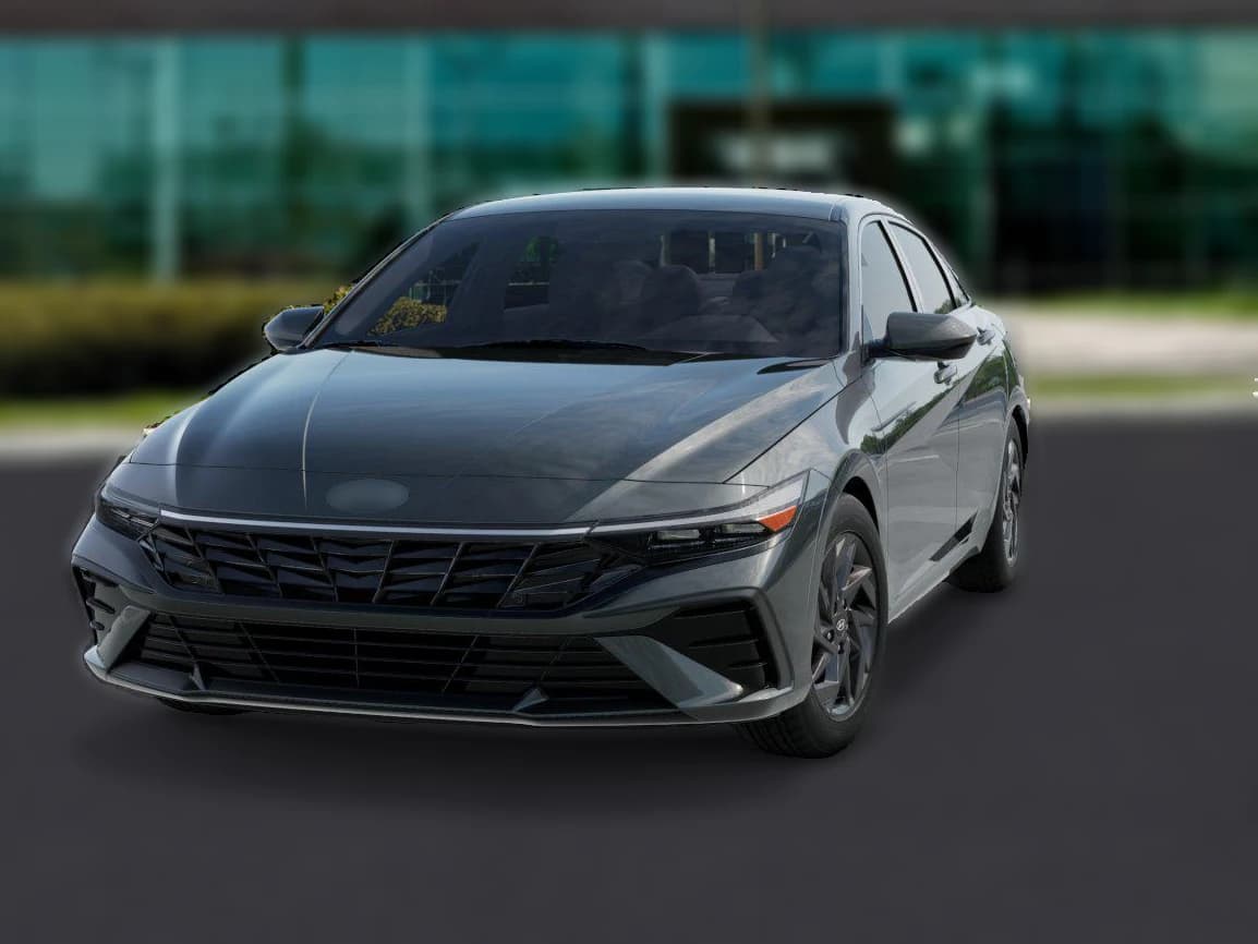 Hyundai Elantra Hybrid Blue Sedan 2026 — side view