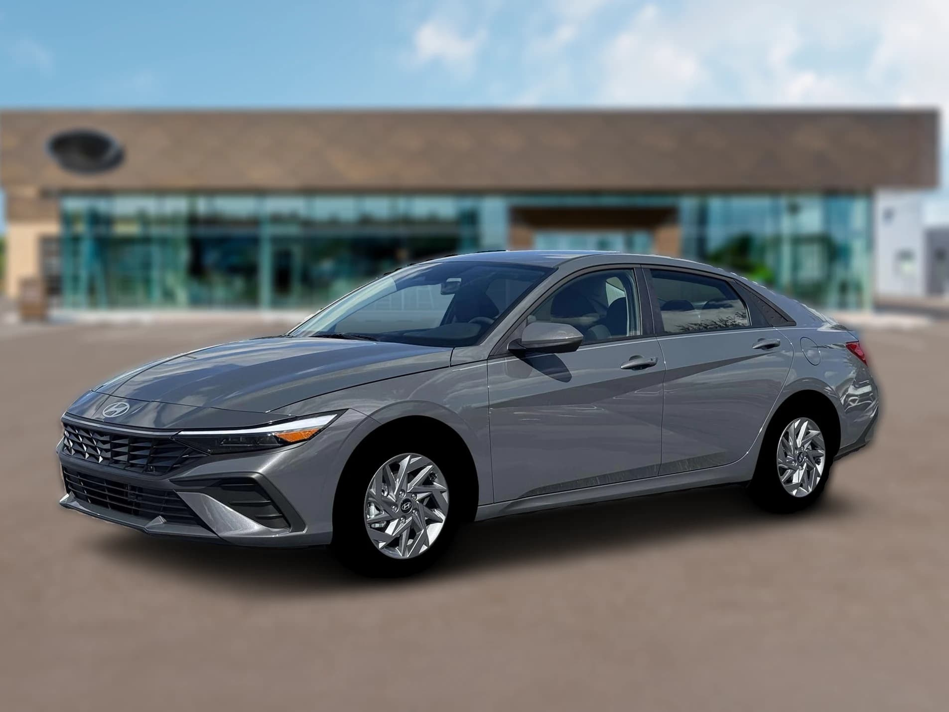 Hyundai Elantra Hybrid Blue Sedan 2026 — side view