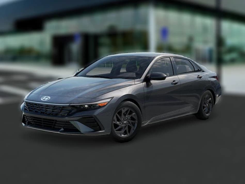 Hyundai Elantra Hybrid Blue Sedan 2026 — side view