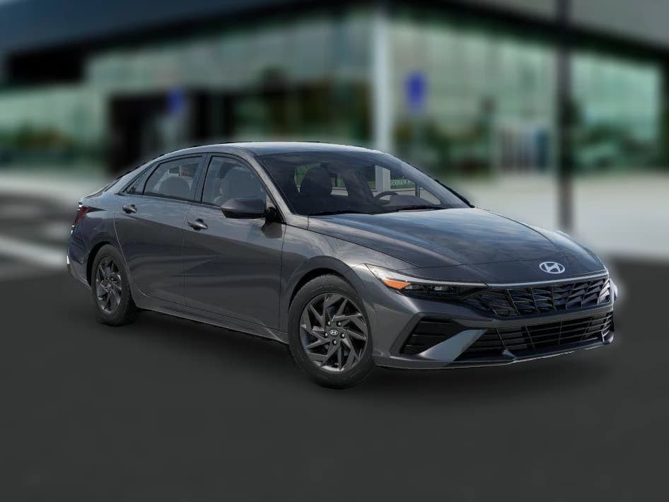 Hyundai Elantra Hybrid Blue Sedan 2026 — side view