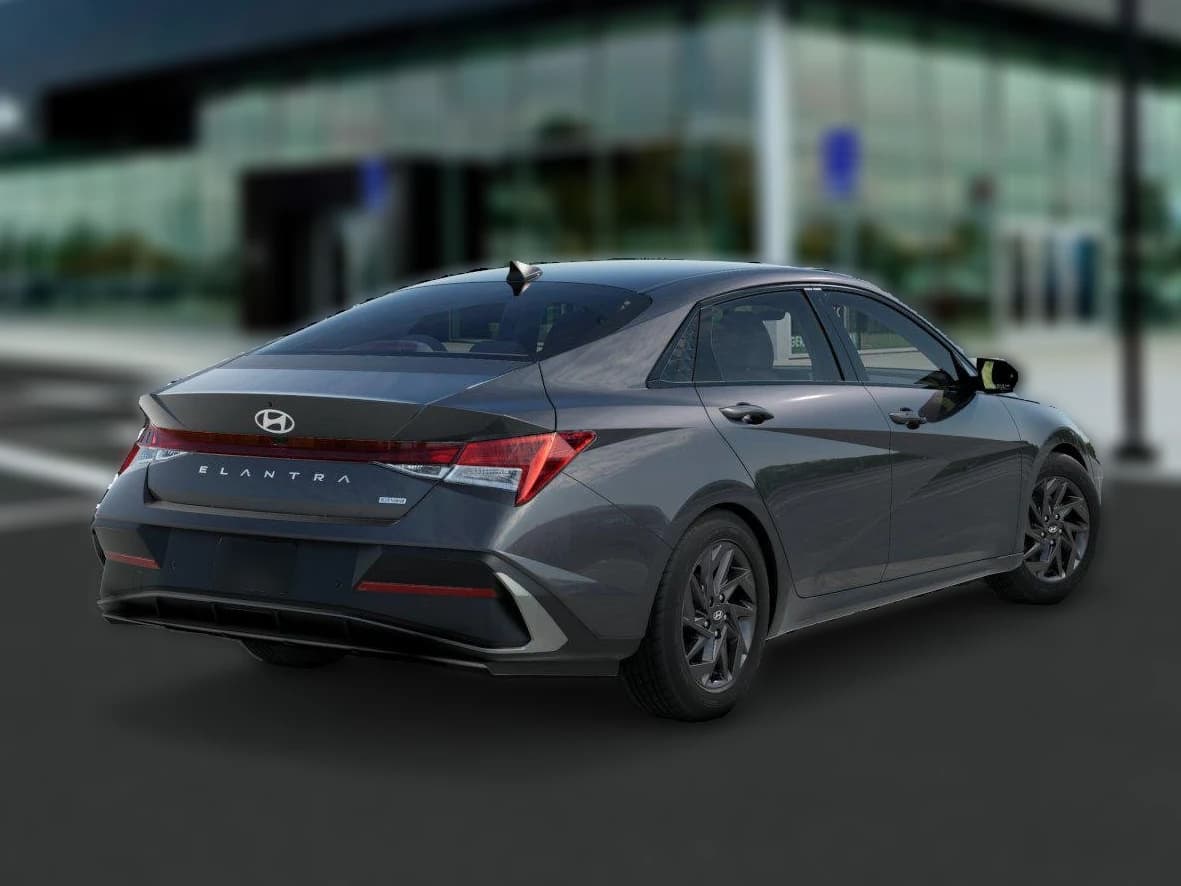 Hyundai Elantra Hybrid Blue Sedan 2026 — side view