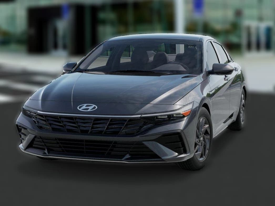 Hyundai Elantra Hybrid Blue Sedan 2026 — side view
