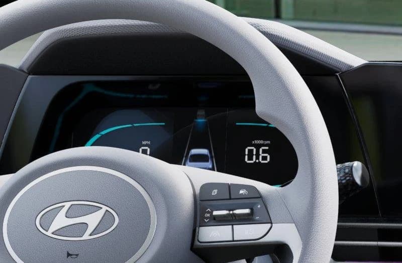 Hyundai Elantra Hybrid Blue Sedan 2026 — side view