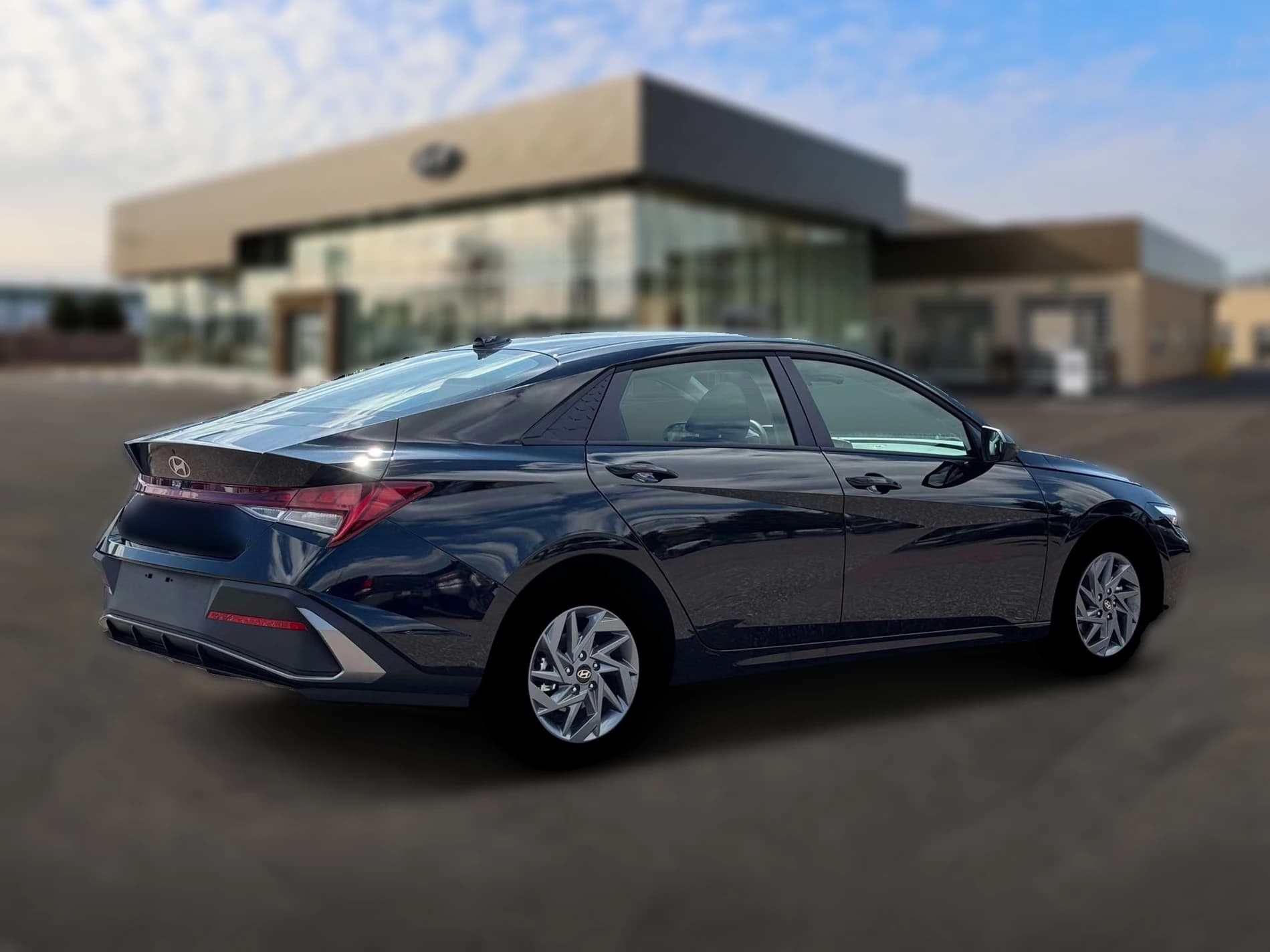 Hyundai Elantra Hybrid Blue Sedan 2026 — side view