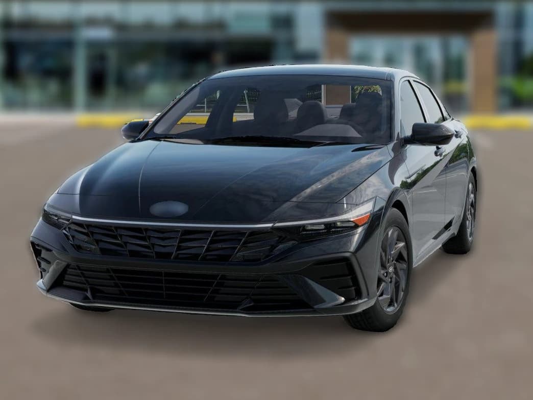 Hyundai Elantra Hybrid Blue Sedan 2026 — side view