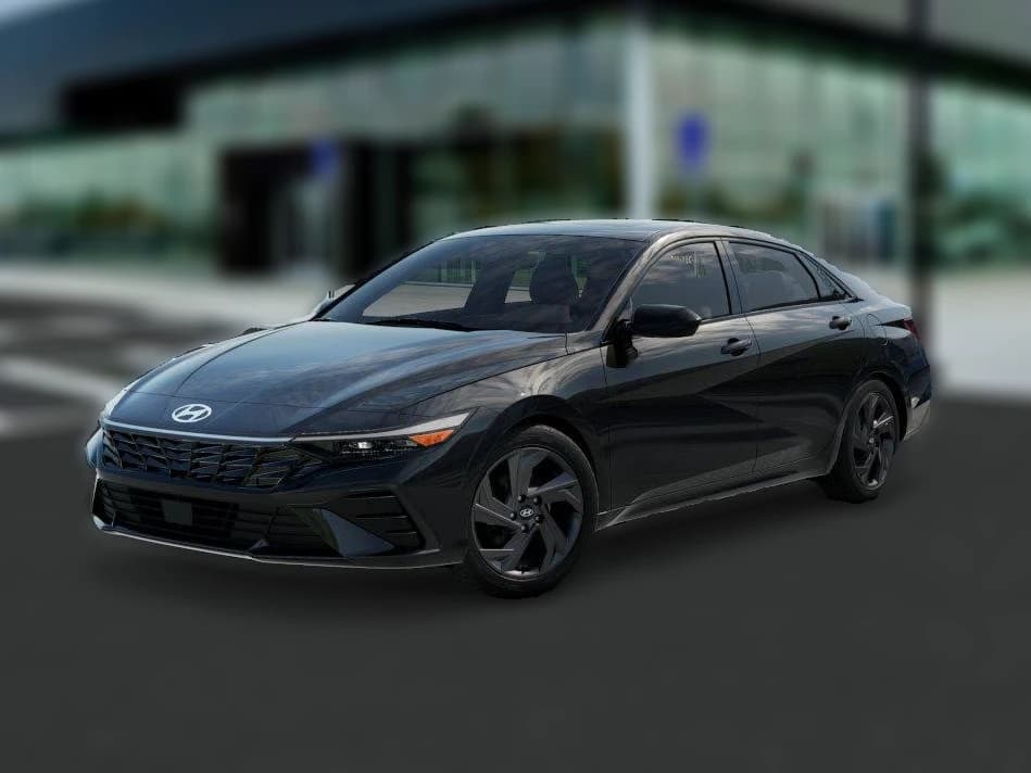 Hyundai Elantra Hybrid Blue Sedan 2026 — side view