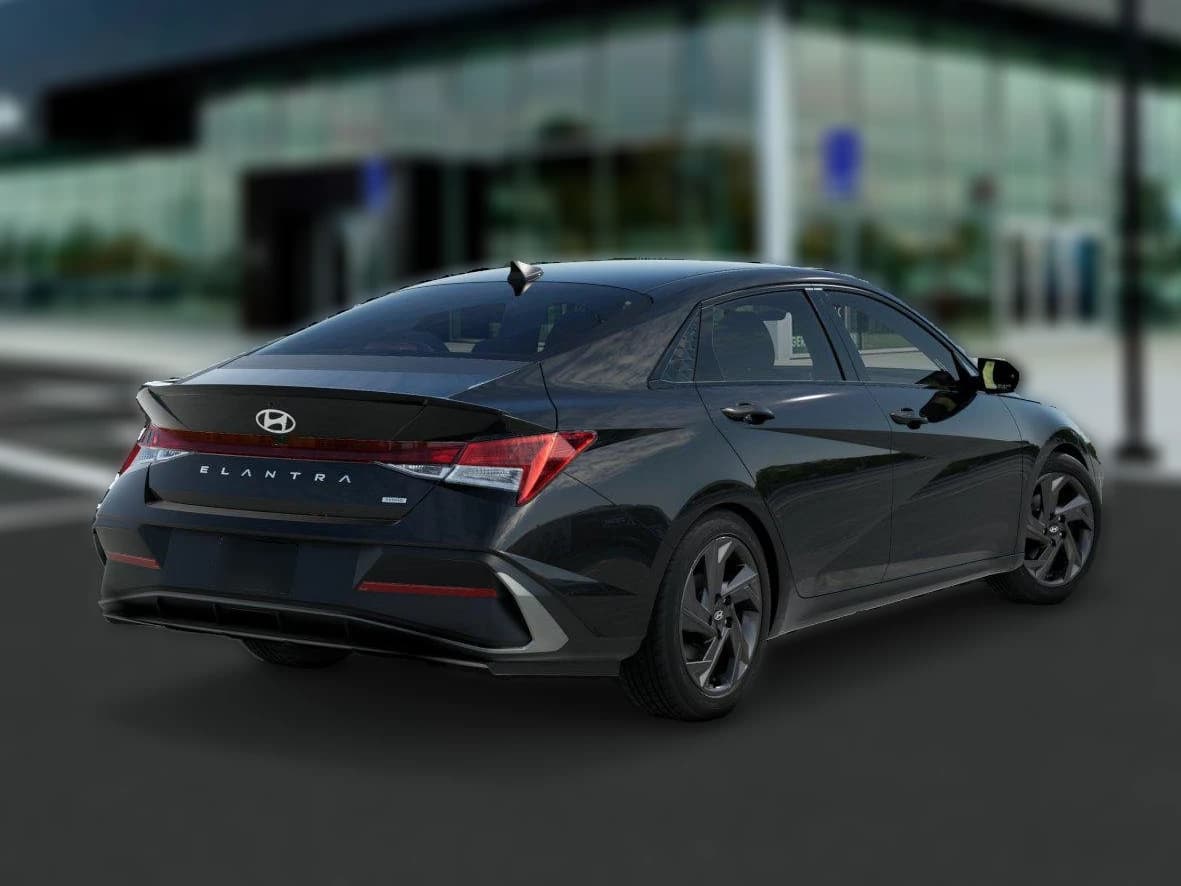 Hyundai Elantra Hybrid Blue Sedan 2026 — side view