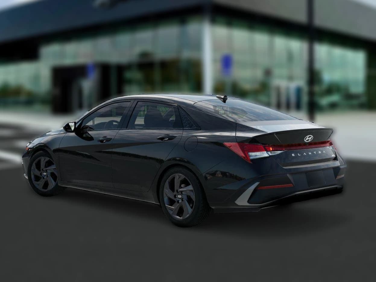 Hyundai Elantra Hybrid Blue Sedan 2026 — side view