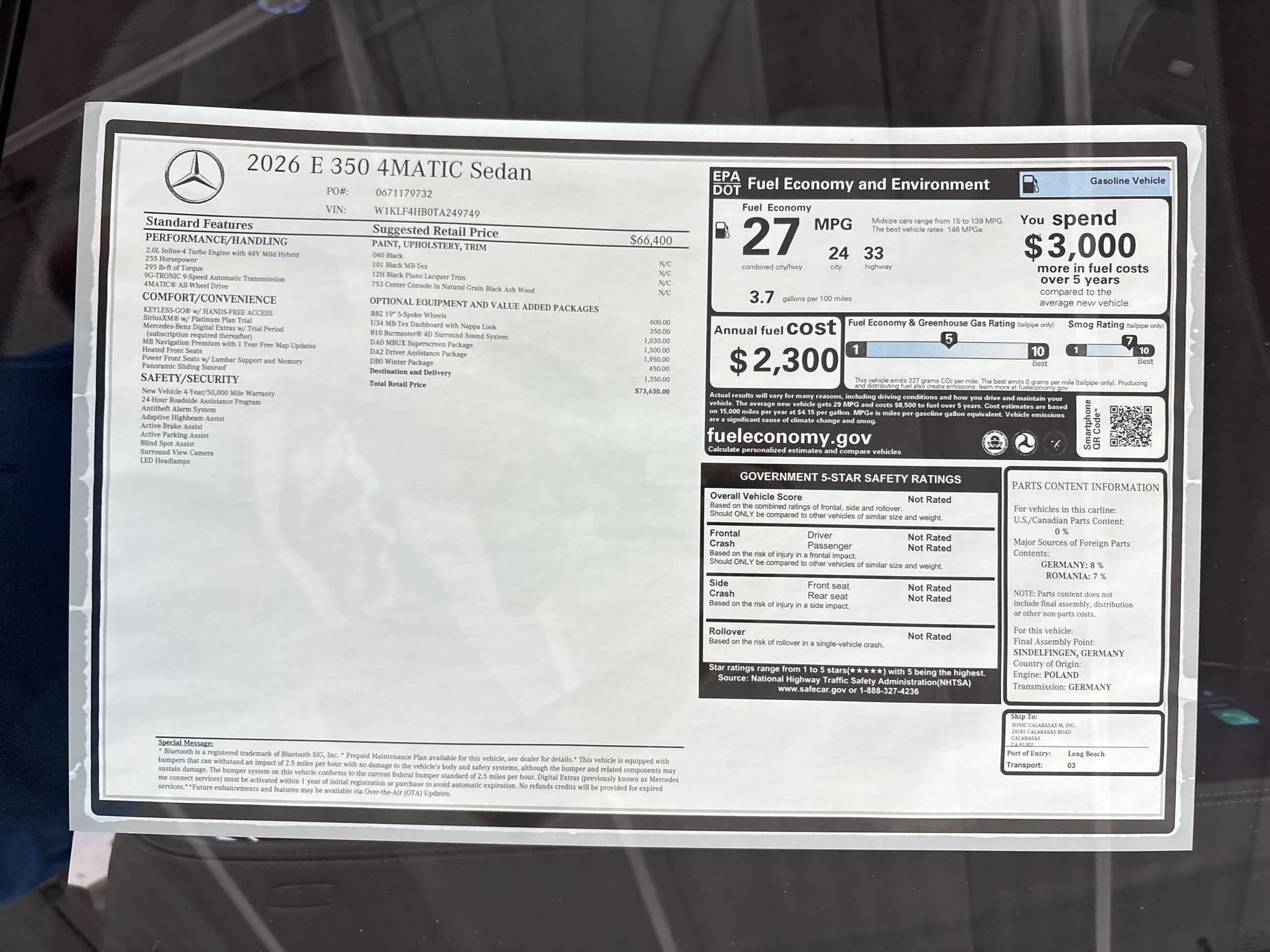 Mercedes-Benz E-Class E 350 4MATIC Sedan 2026 — side view