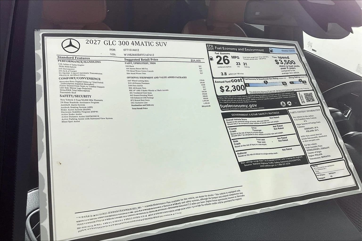 Mercedes-Benz GLC GLC 300 4MATIC SUV 2027 — side view