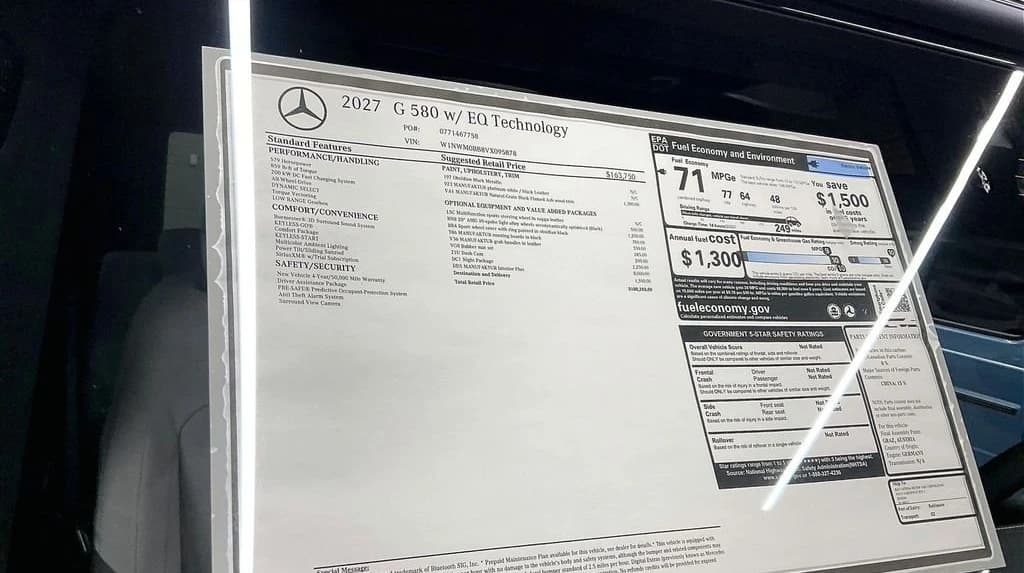 Mercedes-Benz G-Class G 580e SUV 2027 — side view