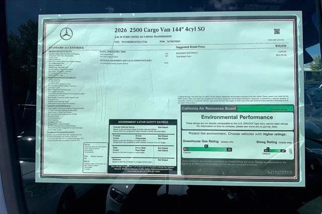 Mercedes-Benz Sprinter Crew Van Standard Roof 4-Cyl Diesel 2500 Standard Roof I4 Diesel 144" RWD 2026 — side view