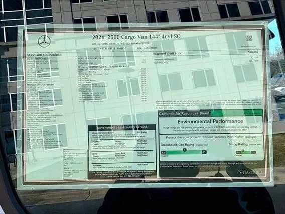Mercedes-Benz Sprinter Crew Van Standard Roof 4-Cyl Diesel 2500 Standard Roof I4 Diesel 144" RWD 2026 — side view