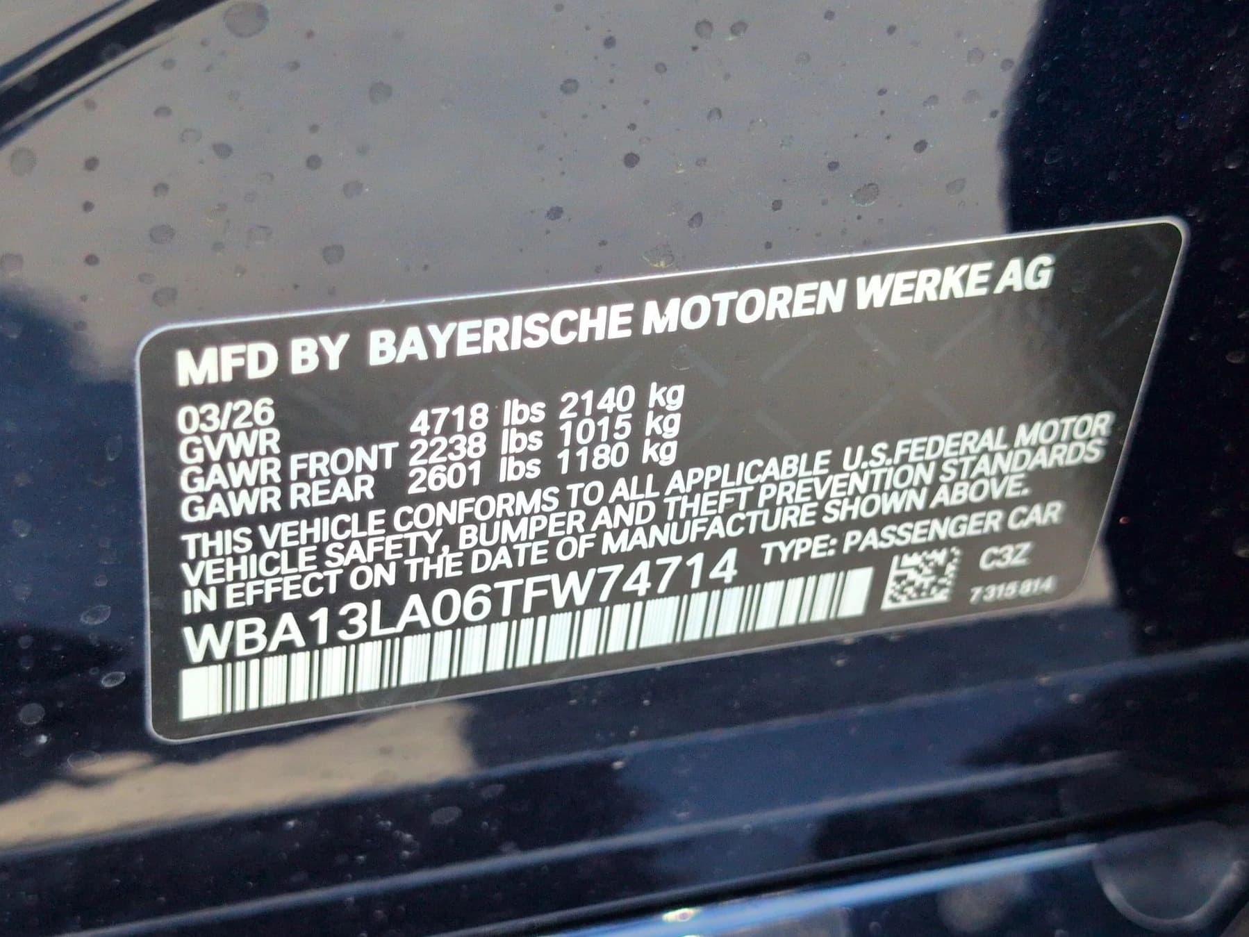 BMW 3 Series 330i Sedan 2026 — side view