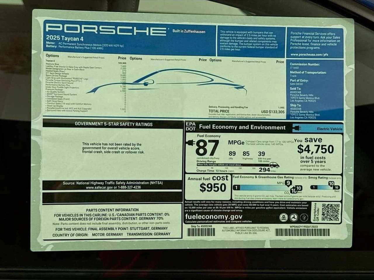 Porsche Taycan 4 AWD 2025 — side view
