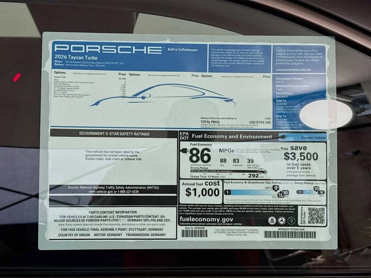 Porsche Taycan Turbo AWD 2026 — side view